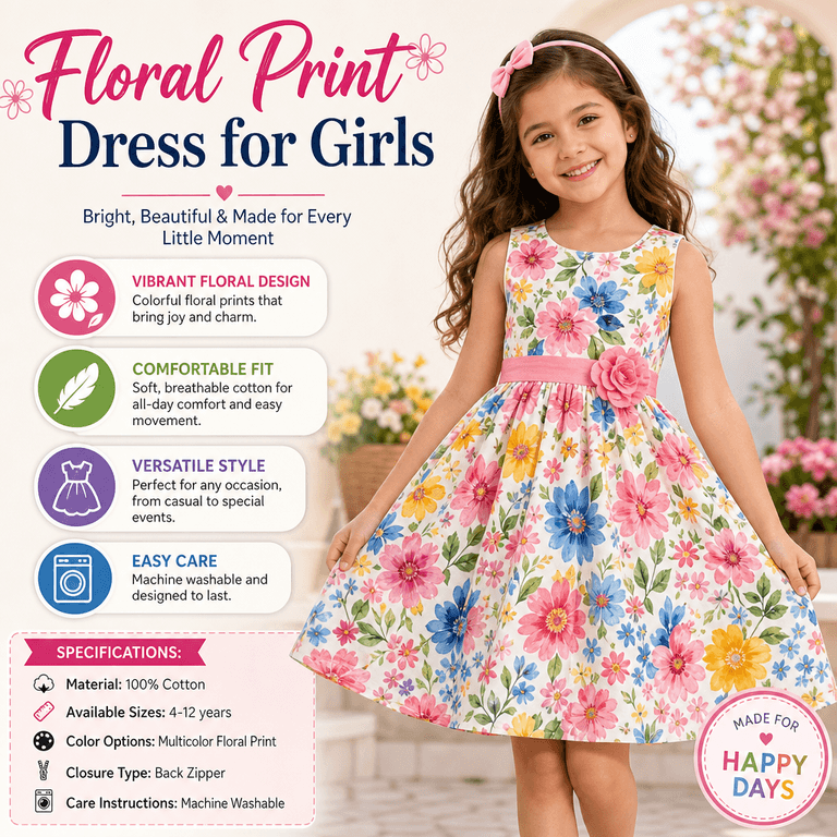 Floral Print Dress for Girls