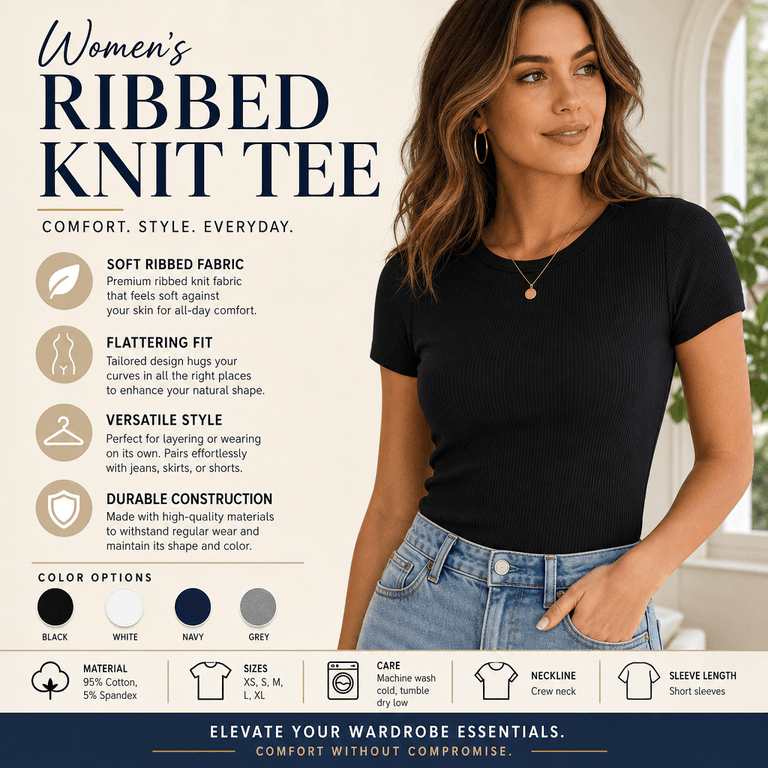 Ribbed Knit Women's Tee