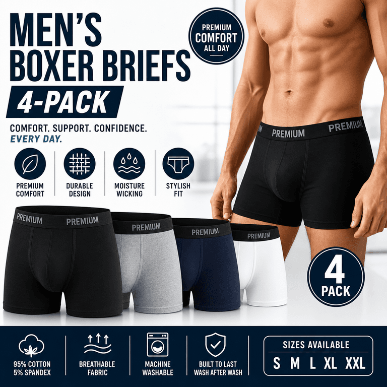 Men's Boxer Briefs Pack of 4